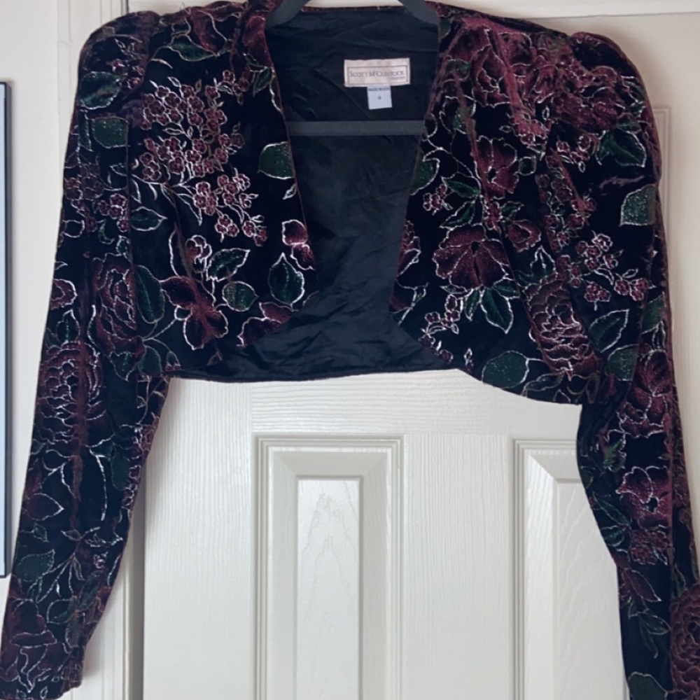 SCOTT MCCLINTOCK floral puff shoulder bolero